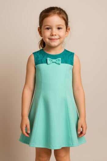 Robe de cérémonie fille verte en satin