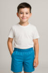 Short garçon bleu élastiqué confort