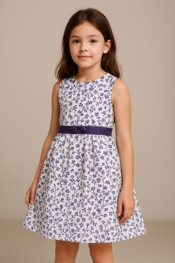 Robe de cérémonie fille mauve à fleurs