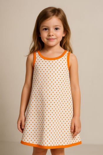 Robe d’été fille à pois orange – Coton doux et finitions soignées