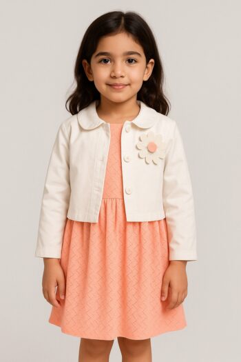Robe fille fleurie avec veste blanche