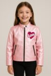 Veste fille rose motif cœur