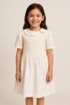 Robe fille blanche col Claudine brodé