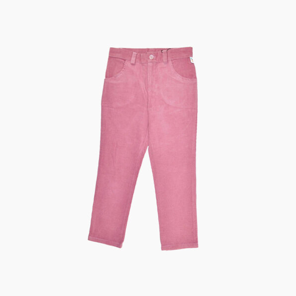 Pantalon en velour rose fille