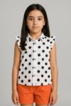 Blouse fille pois manches volants