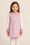 Robe trapèze rouge en cachemire – Broderie lapin
