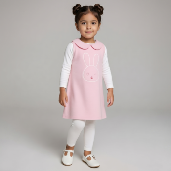 Robe fille rose avec motif lapin