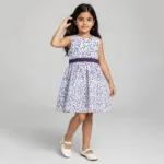 Robe de cérémonie fille mauve à fleurs