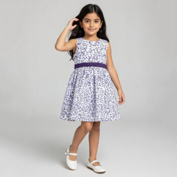 Robe de cérémonie fille mauve à fleurs