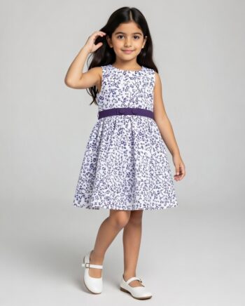 Robe de cérémonie fille mauve à fleurs