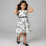 robe fleuri noir gris-1