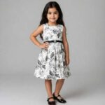 robe fleuri noir gris-1