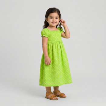 Robe longue imprimée étoiles pistache