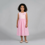 Robe rose brodée sans manches