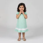 Robe longue en coton à fleurs vertes