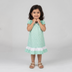 Robe longue en coton à fleurs vertes