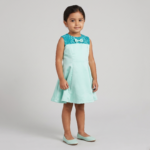 Robe de cérémonie fille verte en satin