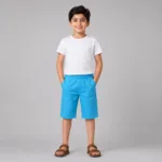 Short garçon bleu élastiqué confort